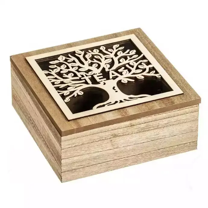 Caja de madera - 4 compartimentos