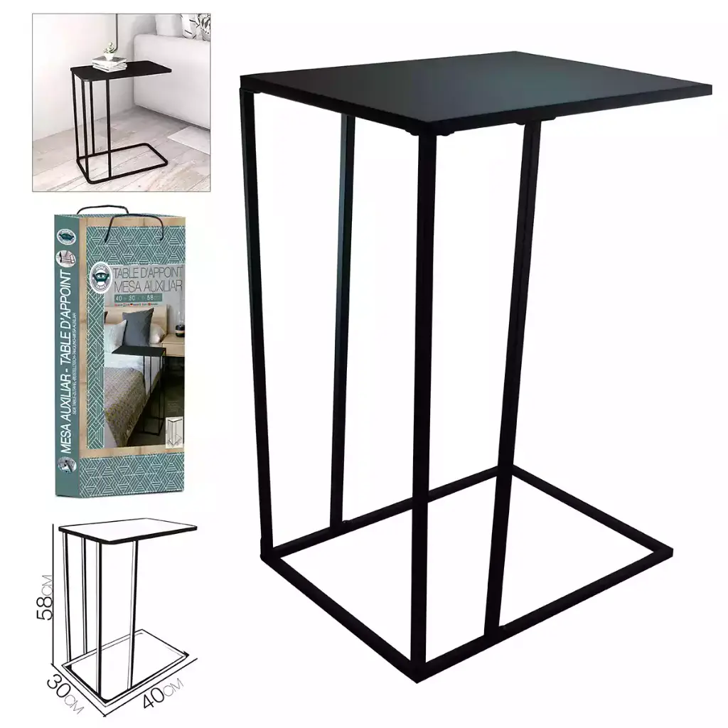 [8422175173471] Mesa auxiliar de metal 40 x 30 x 58 cm