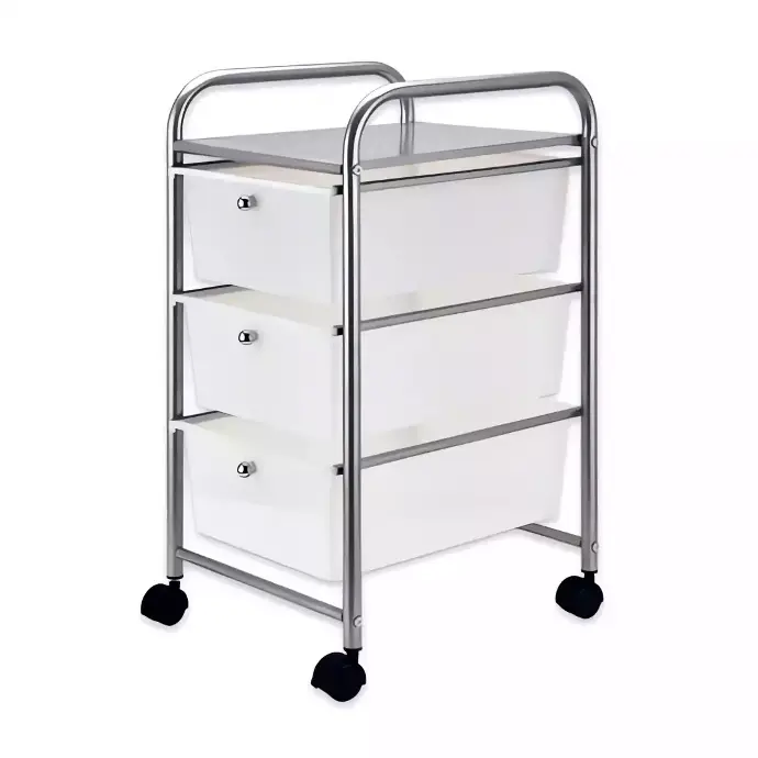 [8413392089607] Carrito 3 cajones de plástico blanco